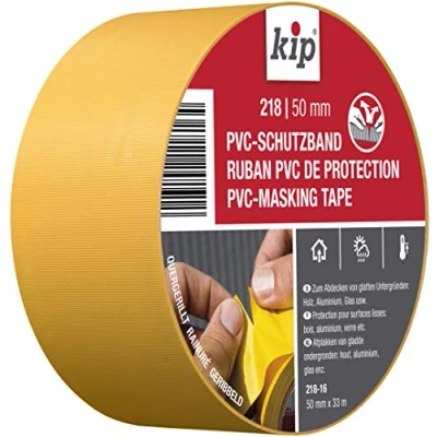 Afbeelding van Kip Pvc Beschermende Tape 218 16 Afplakband met dwarsstrepen ter bescherming van gladde oppervlakken Afmetingen: 50 mm x 33 m Kleur: geel