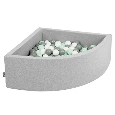 Afbeelding van KiddyMoon 90 x 30 cm/200 ballen, diameter 7 cm, rond, gemaakt in de EU, lichtgrijs: wit/grijs/mint