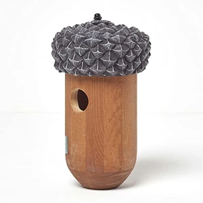 Afbeelding van Homescapes echt houten vogelhuisje eikel