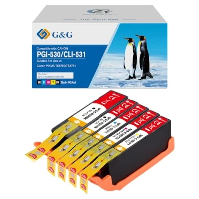 Afbeelding van G&amp;G Inktcartridge geschikt voor Canon PGI 530 CLI 531 Multipack 5 kleuren
