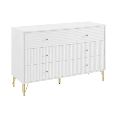 Afbeelding van Vente unique Commode 6 laden Wit LUREO L 120 cm x H 78 D 40