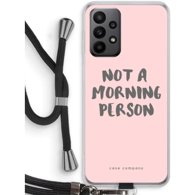 Afbeelding van Case Company® hoesje met Koord geschikt voor Samsung Galaxy A23 Morning person Telefoonhoesje Zwart Bescherming aan alle Kanten en Over de Schermrand