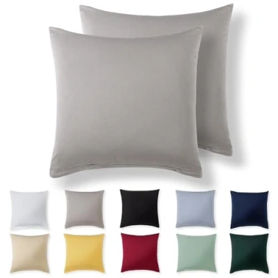 Afbeelding van Alreya Lot de 2 housses coussin, 100 % jersey coton, super douces, avec fermeture Eclair, bleu clair, 65 x cm
