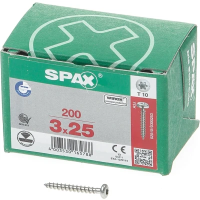 Afbeelding van Spax Spaanplaatschroef cilinderkop verzinkt T Star T10 3.0x25mm
