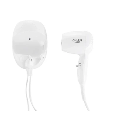 Image de Compact Sèche cheveux avec support mural extra long spirale Adler AD 2252 1600 Blanc