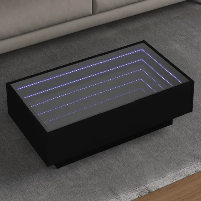 Afbeelding van Salontafel met LED 90x50x30 cm bewerkt hout zwart