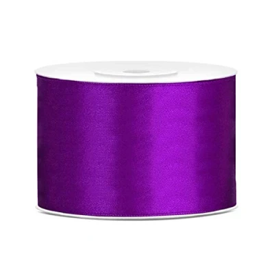 Afbeelding van Satijnen lint van polyester, strik en geschenkverpakking 6/12/25/38/50/100 mm x 25 m (afmetingen 50 m, kleur: paars)