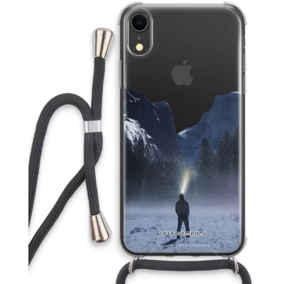 Afbeelding van Case Company® hoesje met Koord geschikt voor iPhone XR Wanderlust Telefoonhoesje Zwart Extra Bescherming aan alle Kanten en Over de Schermrand