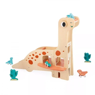 Afbeelding van Janod DINO Garage Houten speelgoed voor kinderen, Maat: One Size, Beige