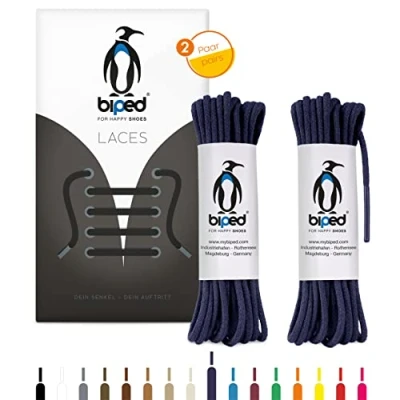 Afbeelding van biped Laces, 2 paar ronde katoenen veters, diameter mm, dun, hoogwaardige schoenveters voor leren schoenen, laarzen, laarzen en vrijetijdsschoenen, made in EU z2900 (blauw
