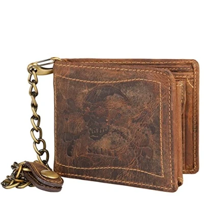 Afbeelding van Greenburry Vintage portemonnee doodshoofd leer 12 cm
