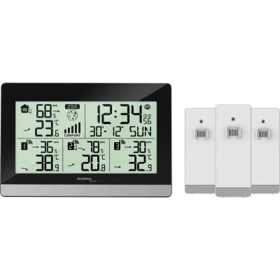 Afbeelding van Technoline weerstation WS 7065 144x96x38mm zwart/zilver met 3 buitensensors 30m TL WS7065