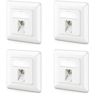Afbeelding van deleyCON 4x CAT6a Keystone Netwerkdoosset Inbouw Netwerkdoos Module STP Afgeschermde Metalen Behuizing RJ45 Jack Datadoos Netwerkkabel