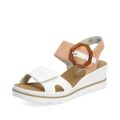 Afbeelding van Rieker Sandalen met plateauzool, Dames, Maat: 41, Weiss Hoogwaardig imitatieleer