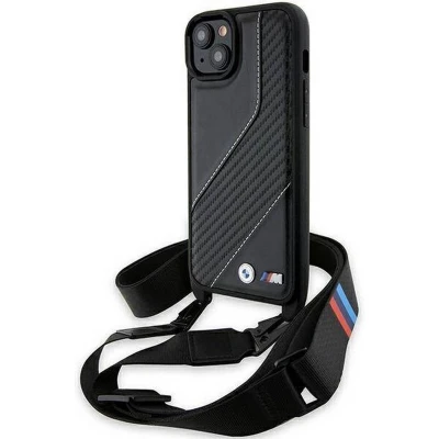 Afbeelding van BMW M Carbon Stripe met Strap Geschikt voor Apple iPhone 15 (6.1&quot;) Zwart