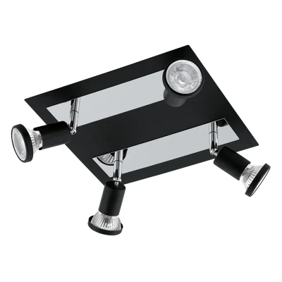 Afbeelding van EGLO Sarria Spot 4 Lichts Zwart, Chroom