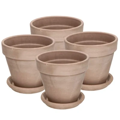 Afbeelding van KOTARBAU® Set van 4 terracotta bloempotten mokka Ø 15 cm voor binnen en tuin