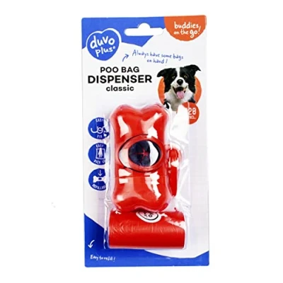 Afbeelding van Duvoplus Hondenpoepzakje Hond Poepzakjes Dispenser Beentje 2x20st Rood 1st