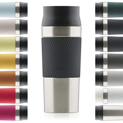 Afbeelding van Blumtal Thermosbeker Classic Lekvrij, BPA Vrij en Vaatwasserbestendig Hoge Kwaliteit Thermosfles met Quick Press Sluiting Travel Mug 350 ml Zwart