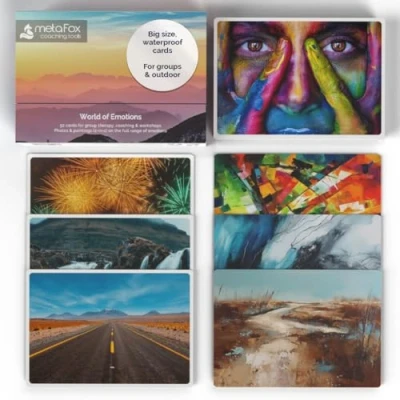 Afbeelding van metaFox Deep Pictures B5 52 Grote coaching kaarten, 25 cm, gemaakt van stevig polypropyleen, voor workshops over emotionele intelligentie, en