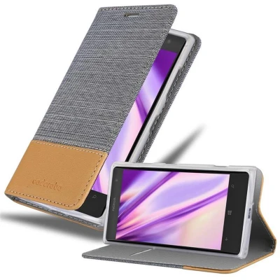 Afbeelding van Cadorabo Hoesje geschikt voor Nokia Lumia 1020 in LICHTGRIJS BRUIN Beschermhoes met magnetische sluiting, standfunctie en kaartvakje Book Case Cover Etui
