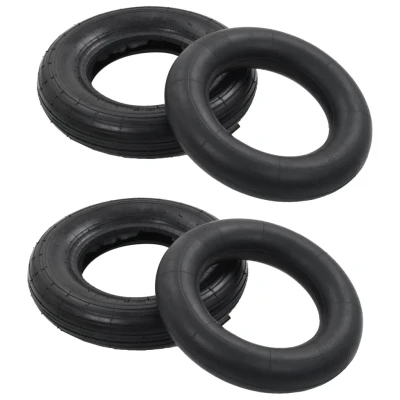 Afbeelding van 4 delige Kruiwagenbanden en binnenbandenset 3.50 8 4PR rubber