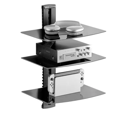 Image de VEVOR Étagère Multimédia Mural Support Audio Visuel 3 Niveaux pour Projecteur