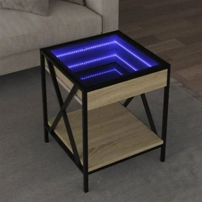 Image de vidaXL Table basse avec LED Infinity chêne sonoma 40x40x49 cm847693