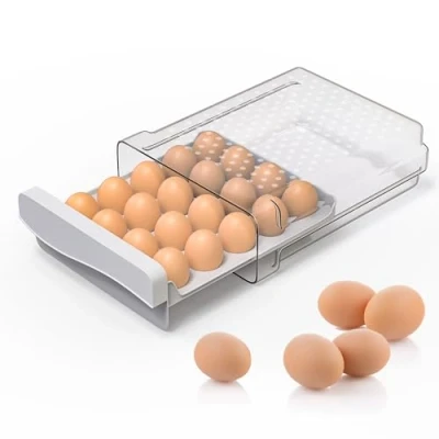 Afbeelding van Plastic Eierhouder, Ladetype Eierdoos, Deecam 20 Grote Capaciteit Draagbare Opbergdoos voor Eieren, Keuken en Koelkast Transparante Eierdoos Het Bewaren van Eieren Eendeneieren