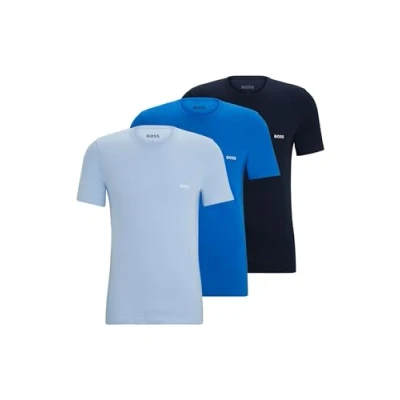 Afbeelding van HUGO BOSS heren T shirt van biologisch katoen in 3 pack de kleur Blauw, maat: XXL