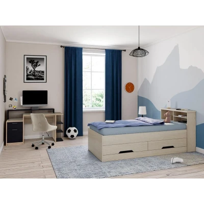 Afbeelding van Bureau met opbergruimte ZACHARIE Eiken en zwart L 138 cm x H 82.5 D 60