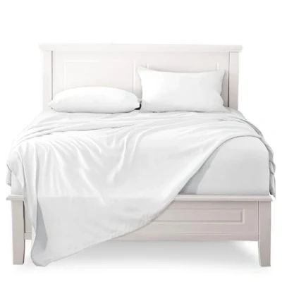 Afbeelding van Beddengoed, 120 x 190 200 cm, 3 delig, 100% katoen, hoeslaken, bedlaken voor eenpersoonsbed, 180 280 1 kussensloop 50 80 wit