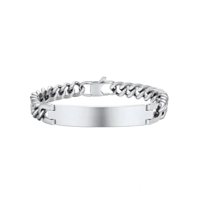 Afbeelding van PROSTEEL Herenarmband, personaliseerbaar, pantserketting, 21 cm, met gepersonaliseerde plaatje van roestvrij staal/verguld/zwart