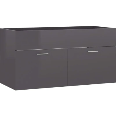 Afbeelding van Wastafelkast 90x38,5x46 cm spaanplaat hoogglans grijs