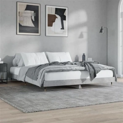 Afbeelding van Bedframe Led Massief Hout Wit 140X190 cm 200 x / Betongrijs