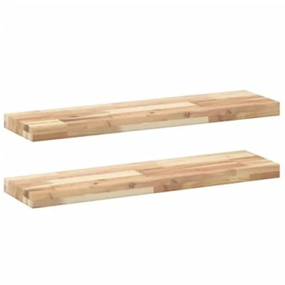 Afbeelding van vidaXL Wandschappen 2 st zwevend 80x20x4 cm onbehandeld acaciahout