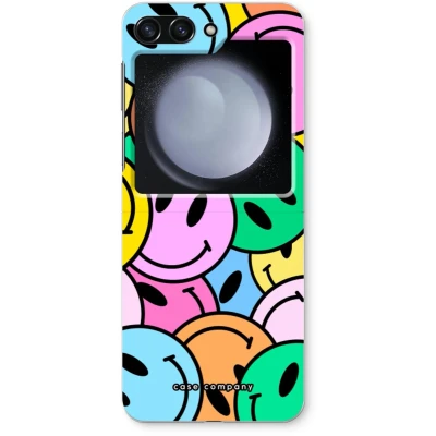 Afbeelding van Case Company® hoesje geschikt voor Samsung Galaxy Z Flip5 Smiley N1 Soft Cover Telefoonhoesje Bescherming aan alle Kanten en Schermrand