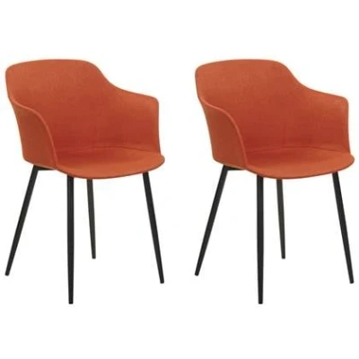 Afbeelding van Beliani ELIM Eetkamerstoel set van 2 Oranje Polyester