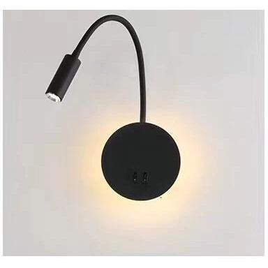 Afbeelding van Budbuddy led bedlampje, 3W + 8 W, zwart, leeslamp, wandlamp, zwanenhalslamp, flexibel, modern, voor slaapkamer, met schakelaar, 3000K