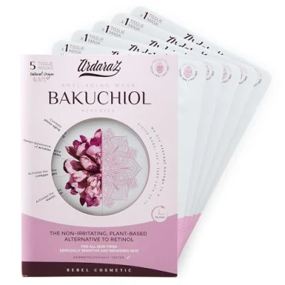 Afbeelding van Ardaraz Gezichtsmasker met Bakuchiol, plantaardige retinol en hyaluronzuur. Hydraterend Gezichtsmasker, anti rimpel, vermindert rimpels reinigt de poriën. 5 stuks