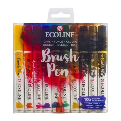 Afbeelding van Talens Ecoline Brush Pen 10 stuks Donker