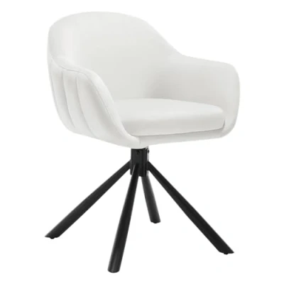 Afbeelding van WOLTU 1 x eetkamerstoel, 360 graden draaibaar, Scandinavische stoel, keukenstoel, ergonomische met rugleuning en armleuningen, poten van metaal, fluweel, crème, EZS05cm