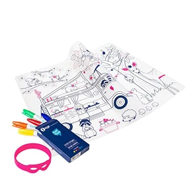 Afbeelding van SUPER PETIT Kleurplaatset Dream Van 5 viltstiften en armband inbegrepen Gemakkelijk schoon te maken Herbruikbaar Antibacterieel Vanaf 3 Jaar