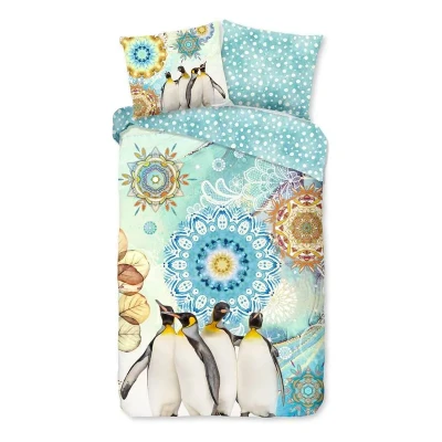 Afbeelding van HIP Dekbedovertrek &quot;mandala&#039;s en pinguins&quot; Multi (140x200/220 cm) Katoen Flanel