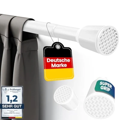 Afbeelding van Lobux® Gordijnroede zonder boren, telescopische gordijnroede, uittrekbaar, voor kleding, douche, netten katten (wit, 70 120 cm)