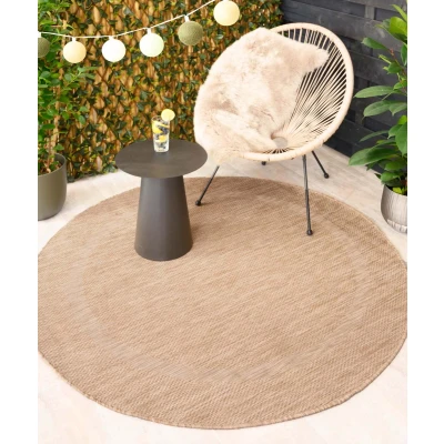 Afbeelding van Rond Buitenkleed Sunset Beige 120 Cm