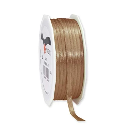 Afbeelding van C.E. Pattberg satijnen lint taupe 50 m rol voor geschenkverpakkingen, breedte 6 mm, accessoires decoratie en knutselen, decoratielint geschenken, elke gelegenheid