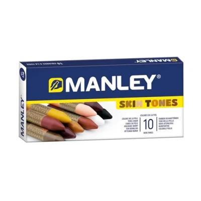 Afbeelding van Manley 10 stuks waskrijtjes verscheidenheid aan kleuren creativiteit zonder grenzen huidtinten (huidkleuren) voor alle leeftijden