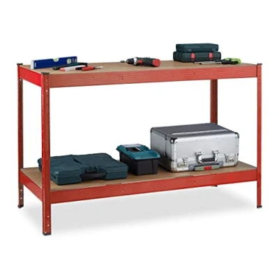 Afbeelding van werktafel 2 etages verstelbaar 300 kg per etage 91 x 141 61 cm staal