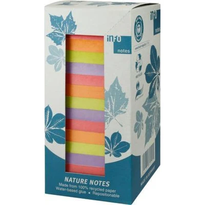 Afbeelding van Info notes 75x75mm 16 x 100 blaadjes, 4 kleuren, blauwe engel, toren verpakking.